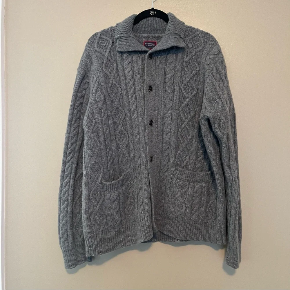 UNTUCKit Cable knit Men’s Button Down Cardigan Sweater, XL, UGC - Picture 1 of 11